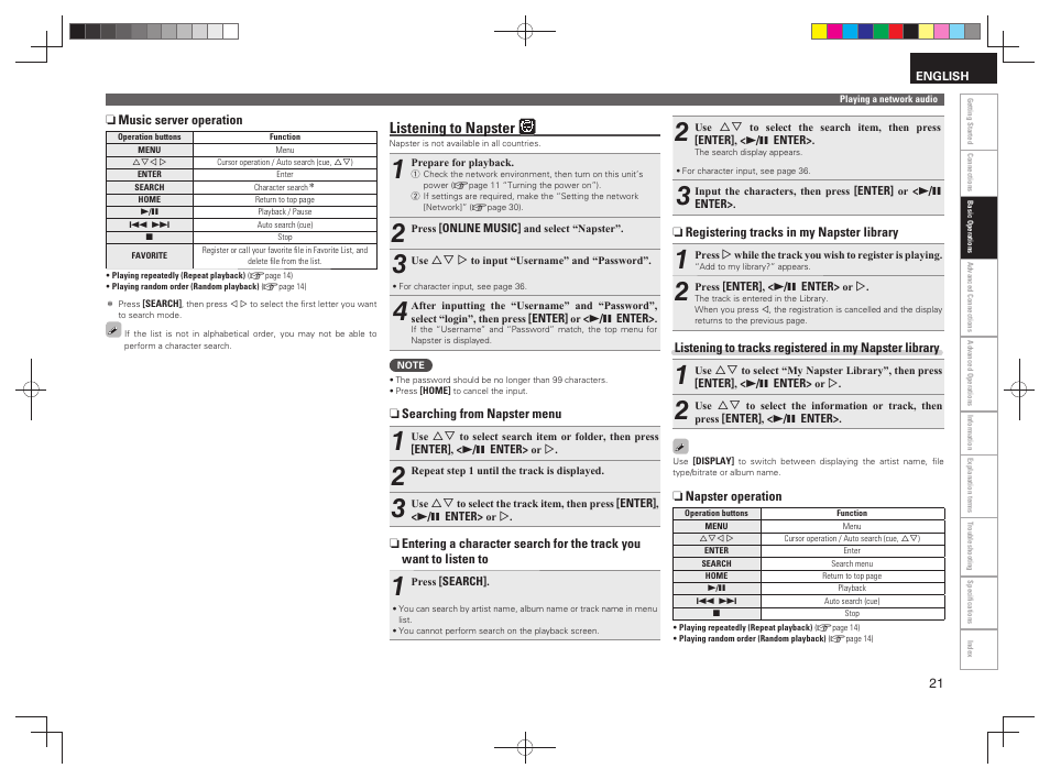 Listening to napster | Denon RCD-N7 User Manual | Page 25 / 58
