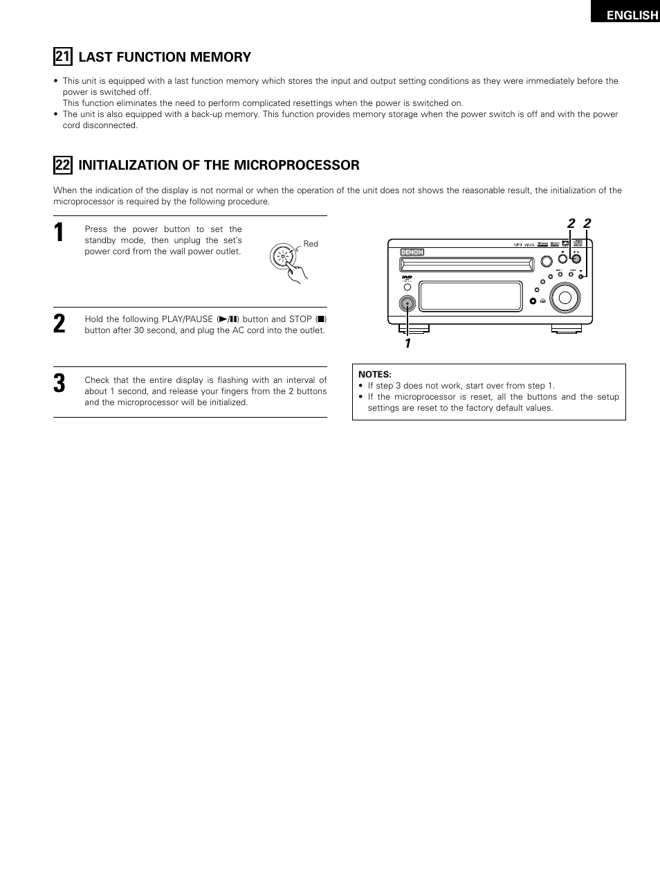 Initialization of the microprocessor, English | Denon D-M51DVS User Manual | Page 105 / 109
