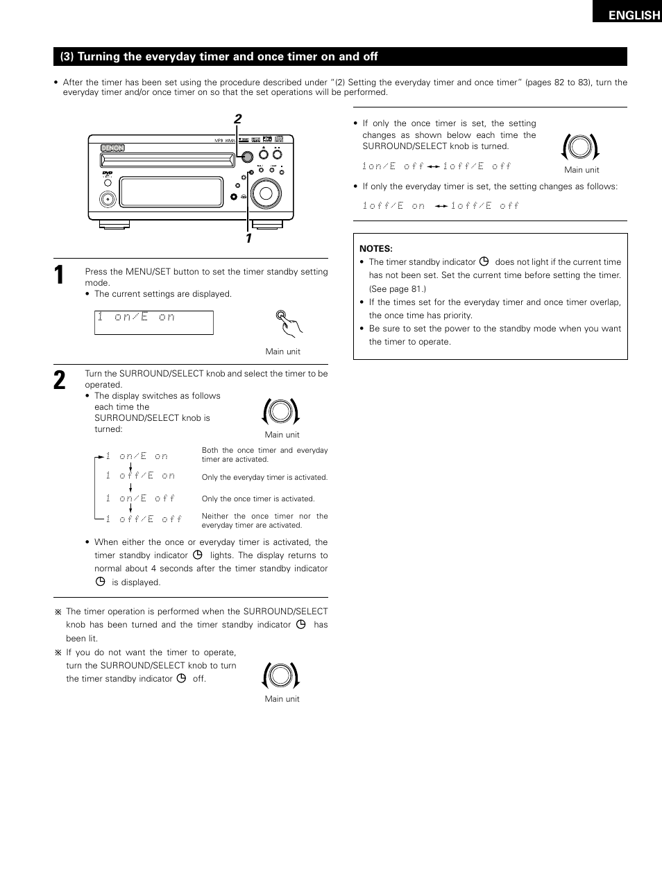 English, 1o n / e o n | Denon D-M51DVS User Manual | Page 85 / 109
