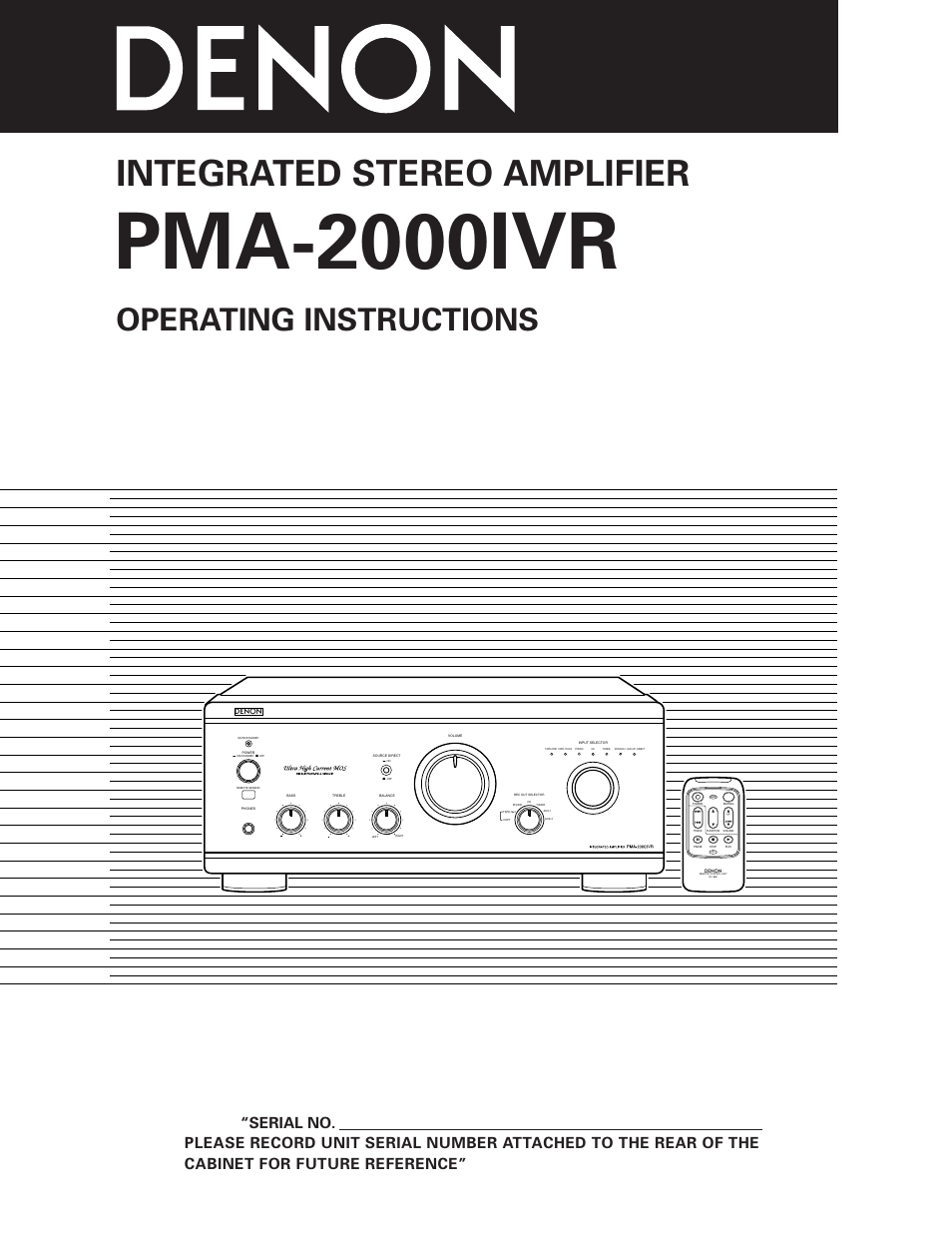 Denon PMA-2000IVR User Manual | 16 pages