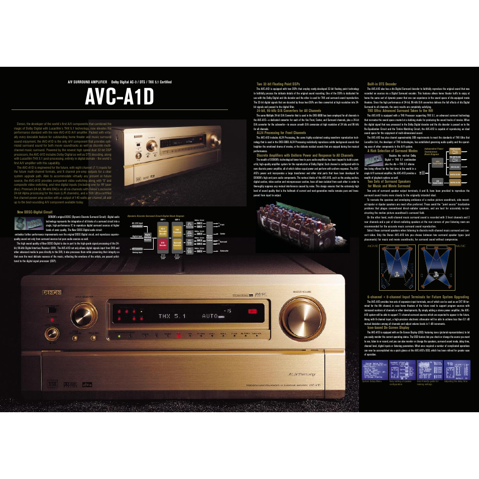 Avc-a1d, The first a/v amplifier to master movies and music | Denon AVC - A 1 D User Manual | Page 2 / 2