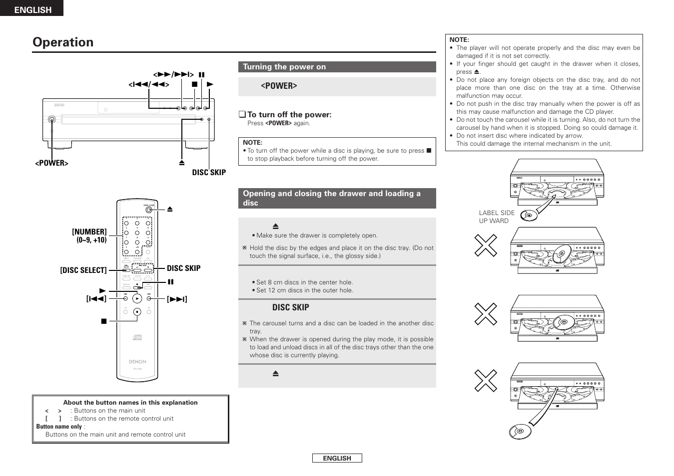 Operation | Denon DCM-390/290 User Manual | Page 10 / 16
