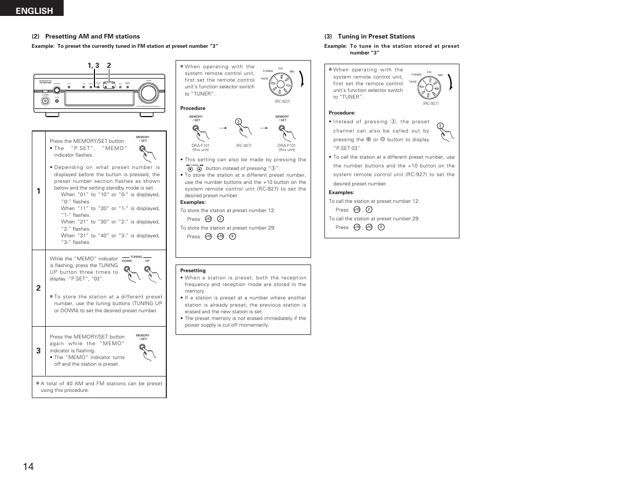 English | Denon DRA-F101 User Manual | Page 14 / 37