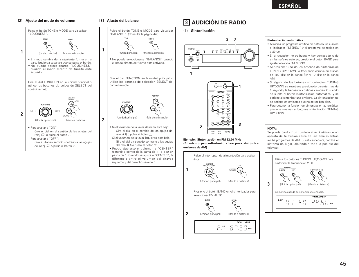 Audición de radio, Español | Denon DRA-F101 User Manual | Page 29 / 37