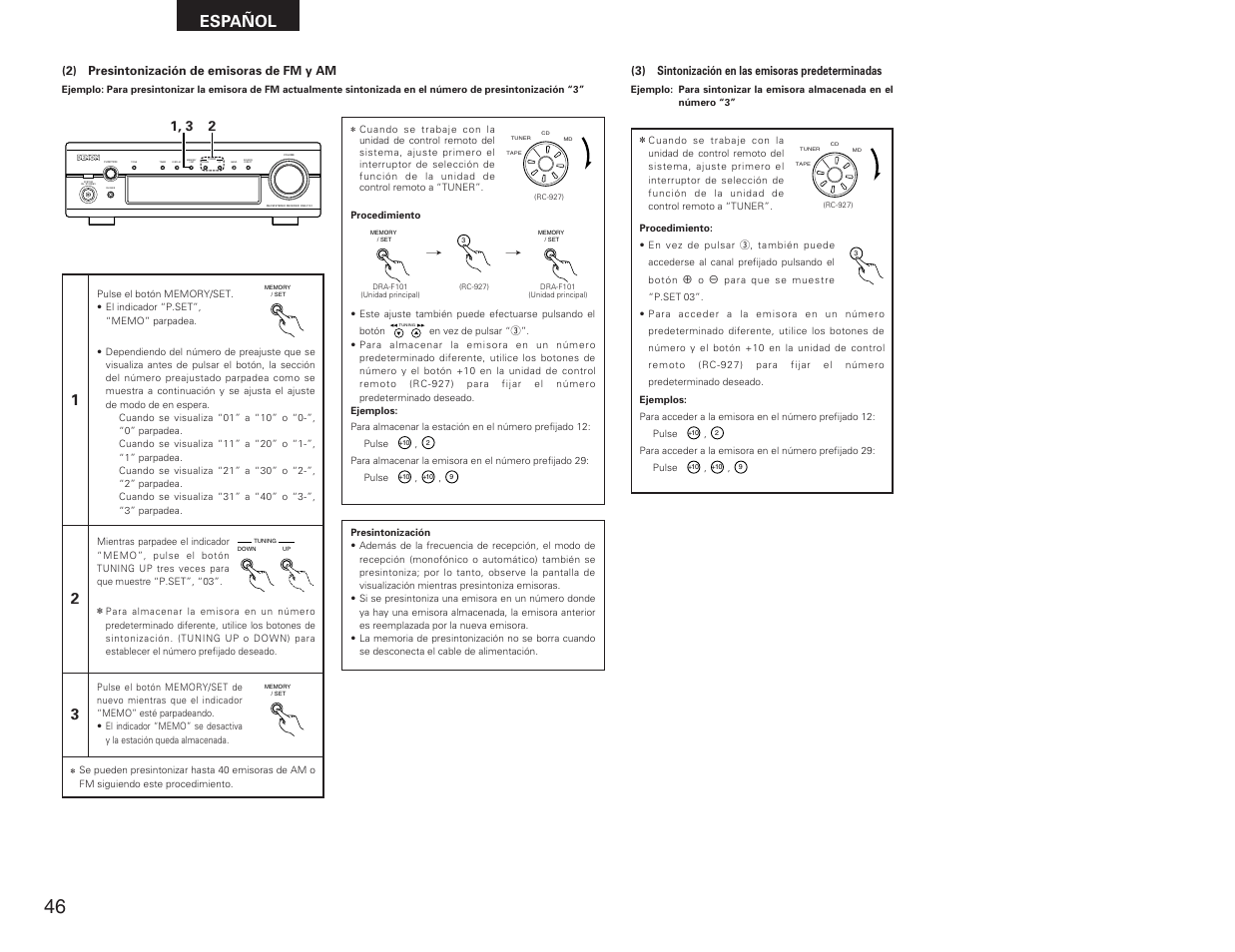 Español | Denon DRA-F101 User Manual | Page 30 / 37