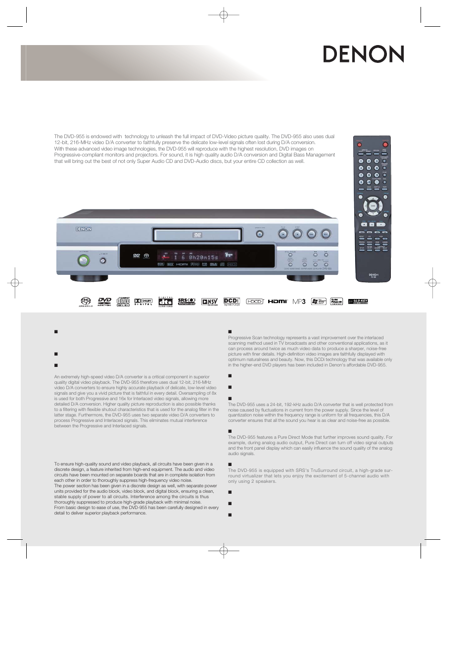 Denon DVD-955  EN User Manual | 2 pages