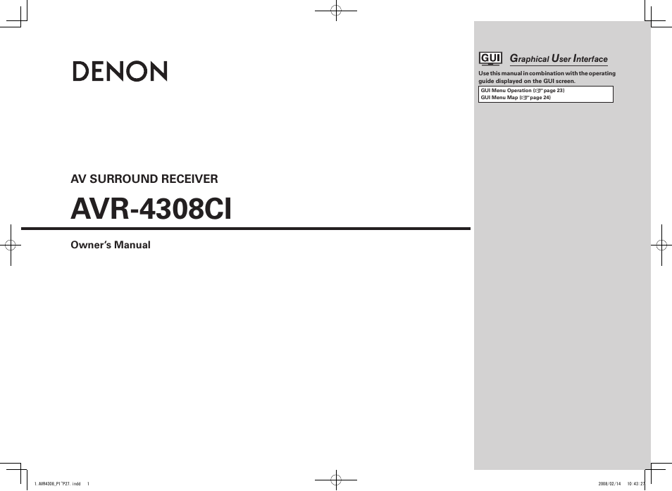 Denon AVR-4308CI User Manual | 110 pages