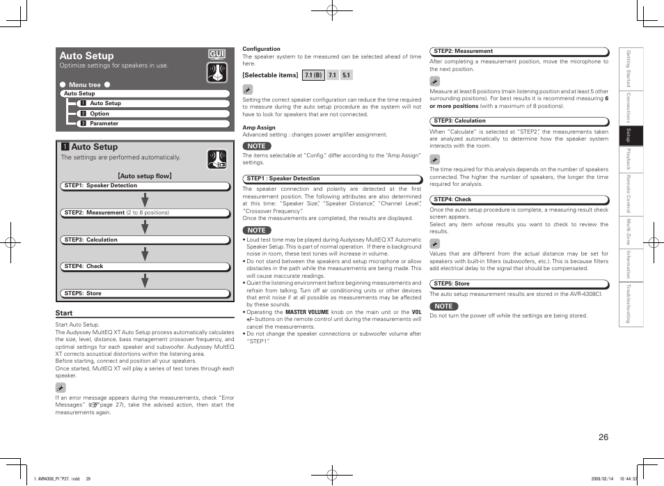 Auto setup, Aauto setup | Denon AVR-4308CI User Manual | Page 29 / 110