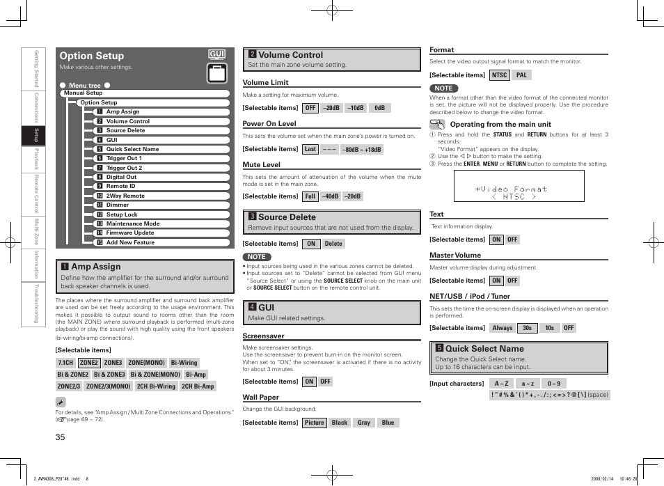 Option setup | Denon AVR-4308CI User Manual | Page 38 / 110