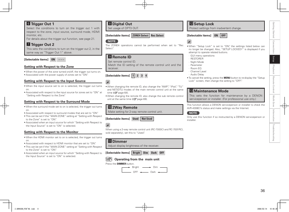 Denon AVR-4308CI User Manual | Page 39 / 110