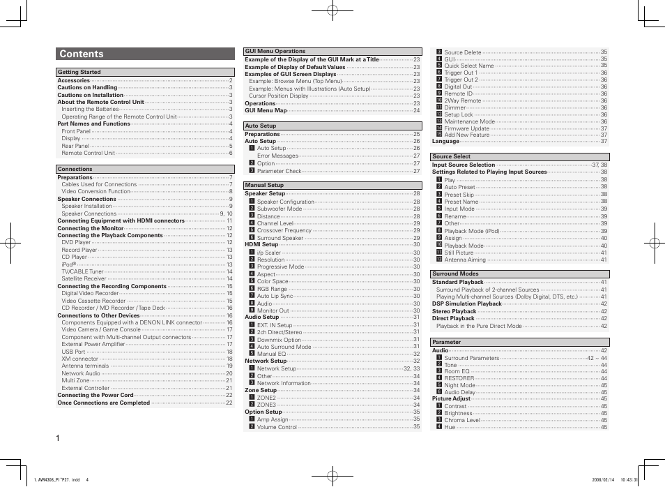 Denon AVR-4308CI User Manual | Page 4 / 110