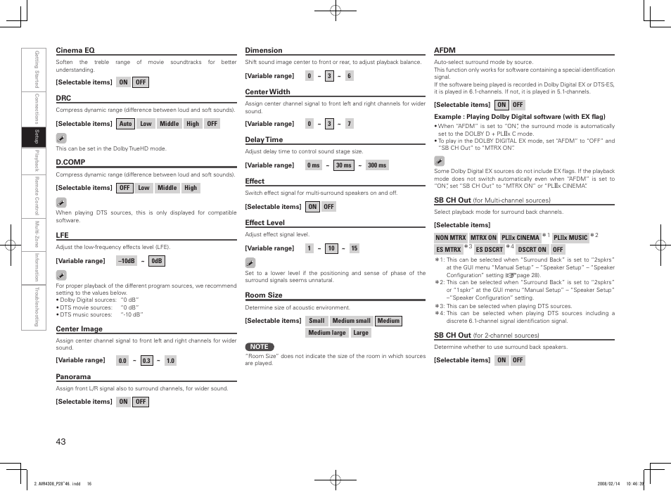 Denon AVR-4308CI User Manual | Page 46 / 110