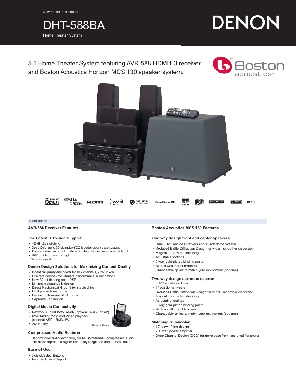 Denon DHT-588BA User Manual | 2 pages