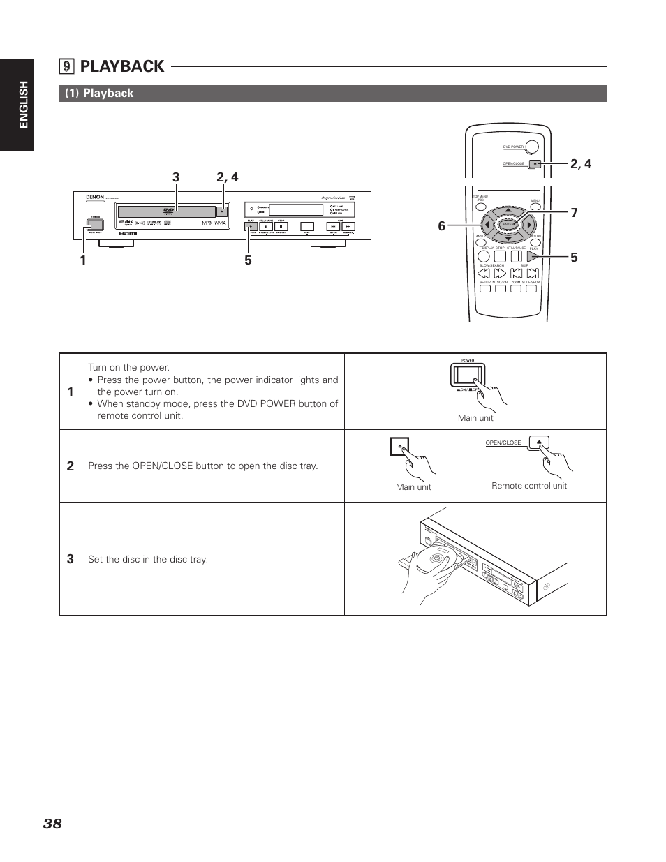 Playback, 1) playback | Denon DN-V310 User Manual | Page 45 / 83