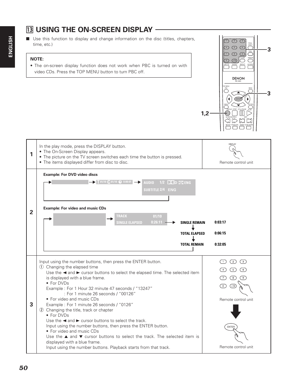 3 ⁄3 using the on-screen display, English | Denon DN-V310 User Manual | Page 57 / 83