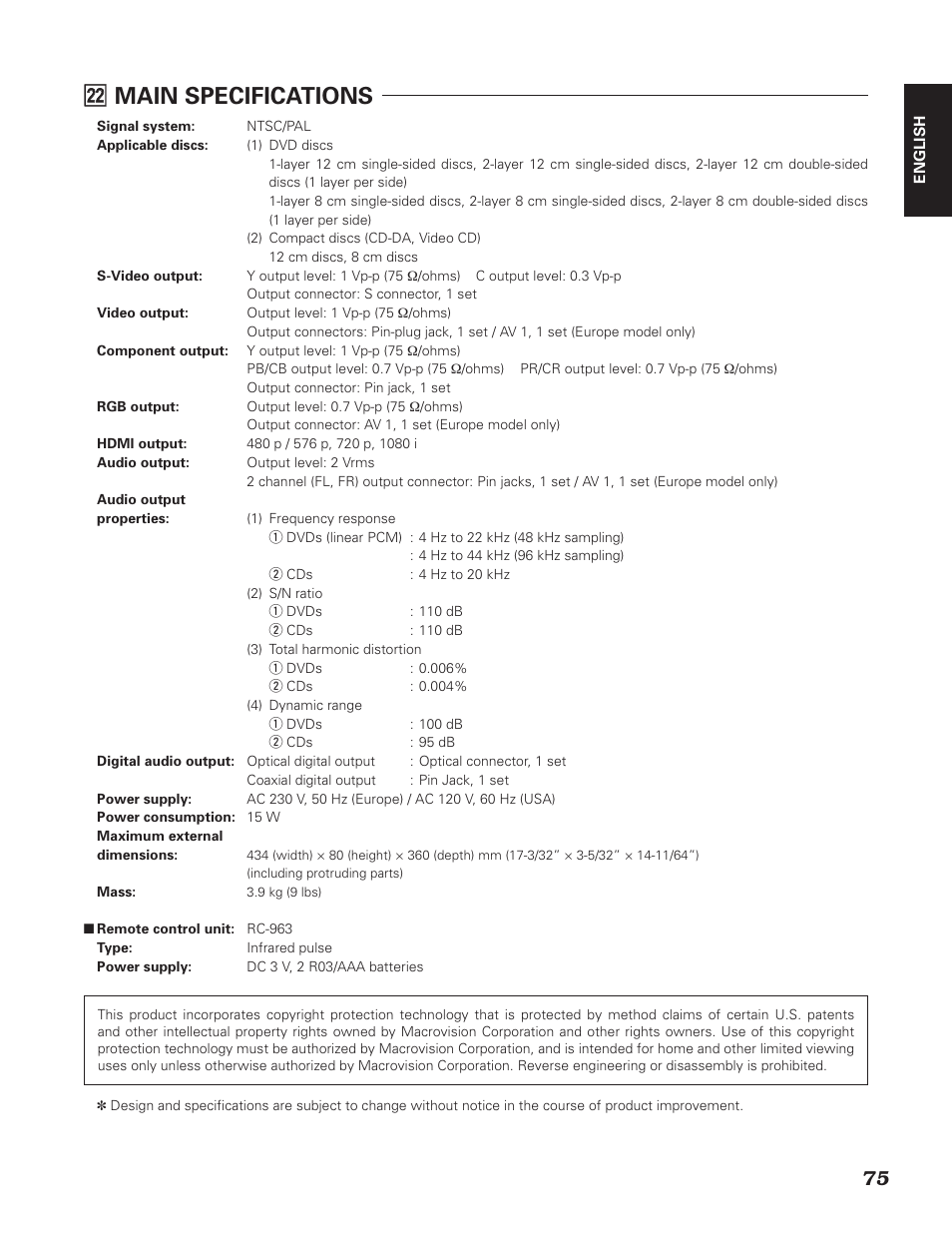 2 ¤2 main specifications | Denon DN-V310 User Manual | Page 82 / 83