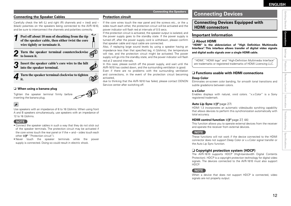 Connecting devices | Denon AVR 1610 User Manual | Page 15 / 67