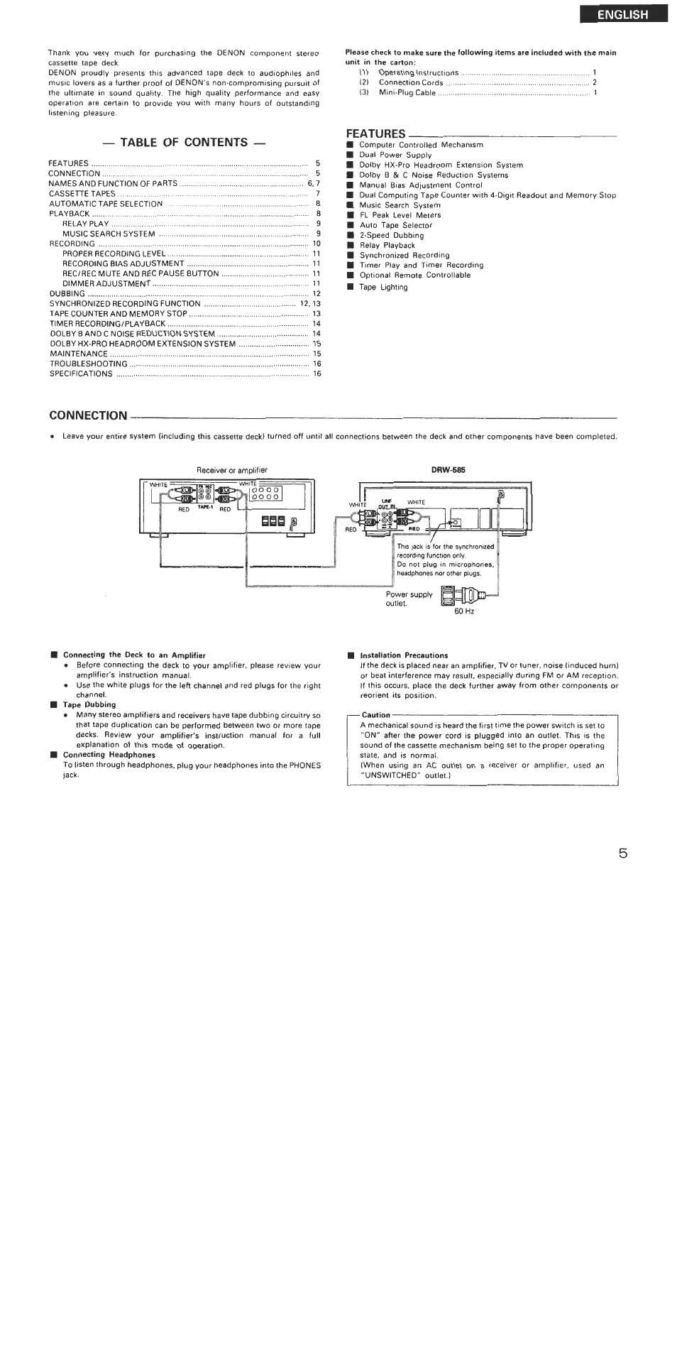 Denon DRW-585 User Manual | Page 5 / 17