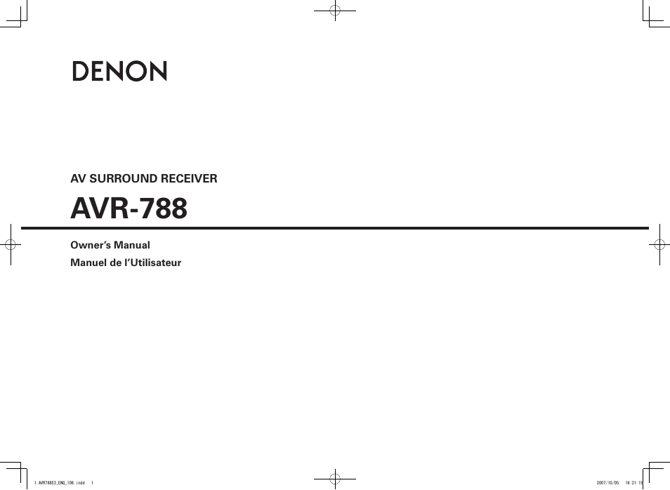 Denon AVR-788 User Manual | 74 pages