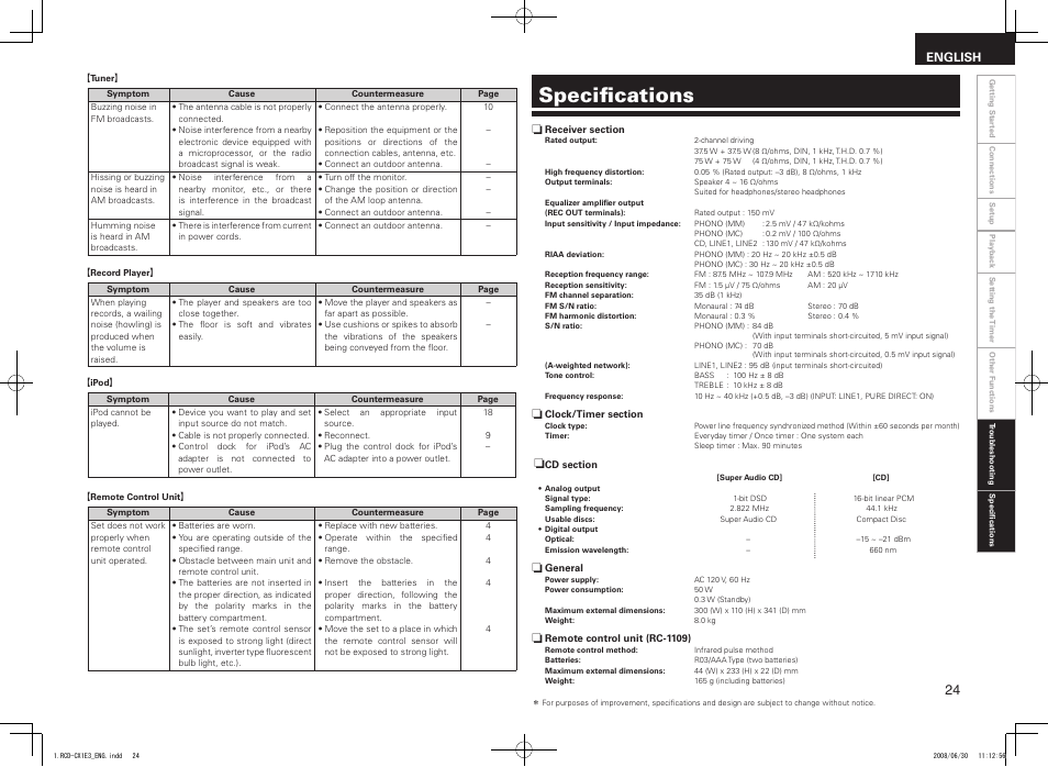 Specifications | Denon RCD-CX1 User Manual | Page 27 / 28