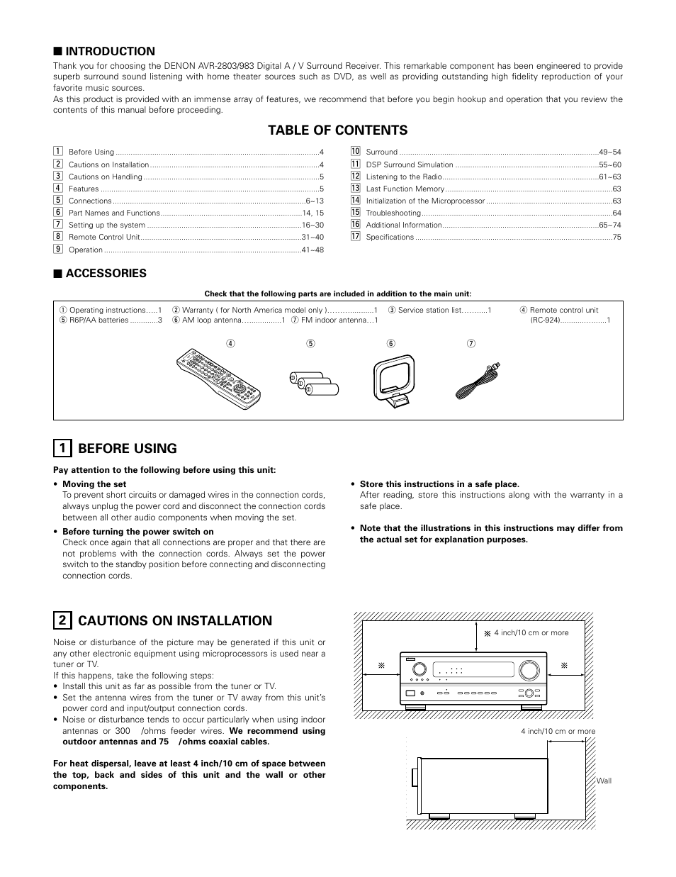 Denon AVR-983 User Manual | Page 4 / 76