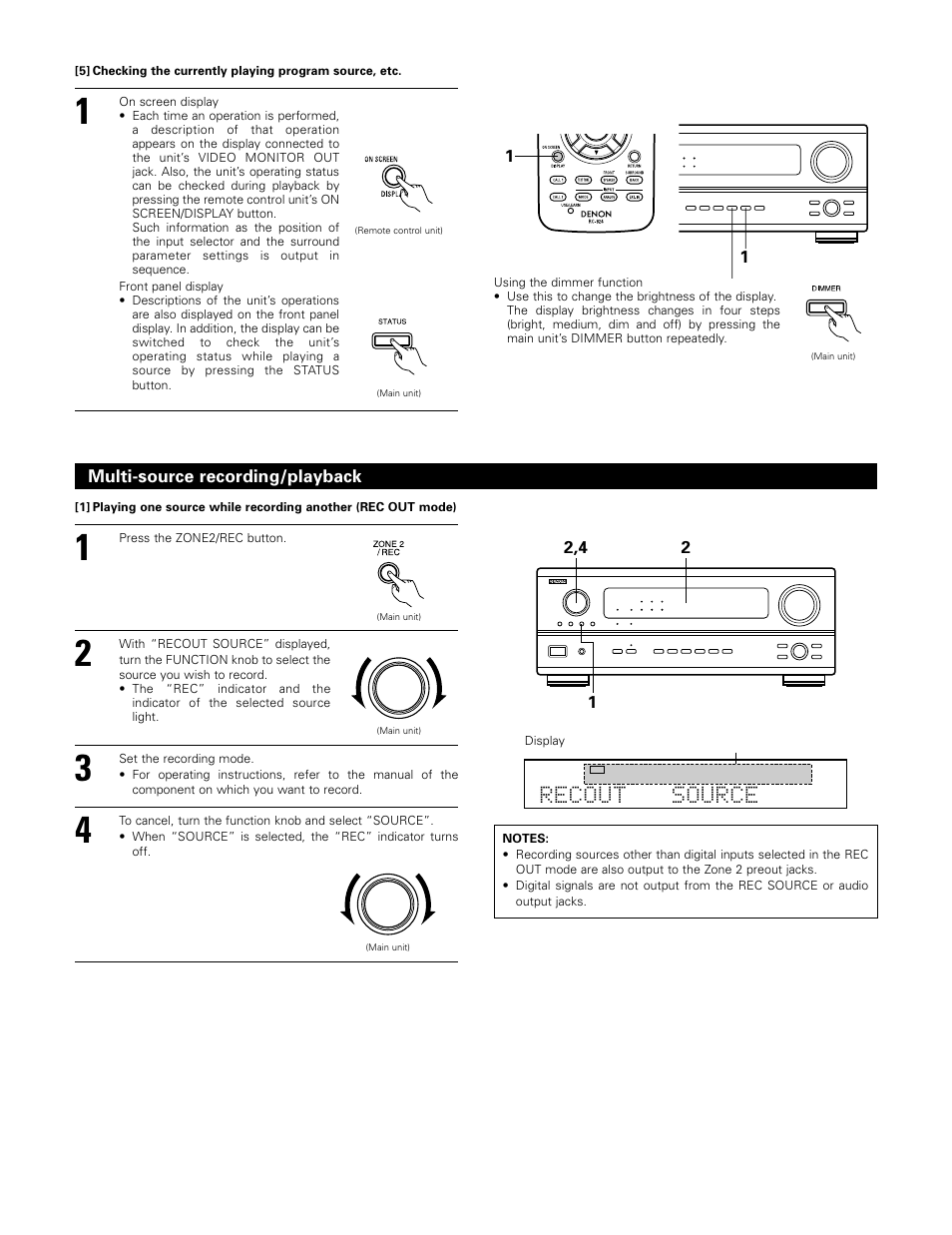 Recout source | Denon AVR-983 User Manual | Page 46 / 76