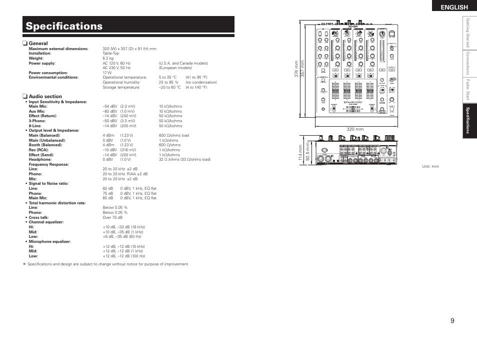 Specifications, English | Denon DN-X1100 User Manual | Page 13 / 14