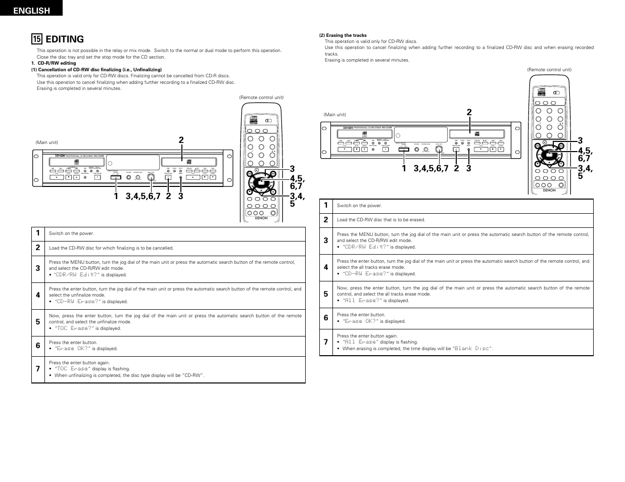 Editing, English | Denon DN-C550R User Manual | Page 28 / 35