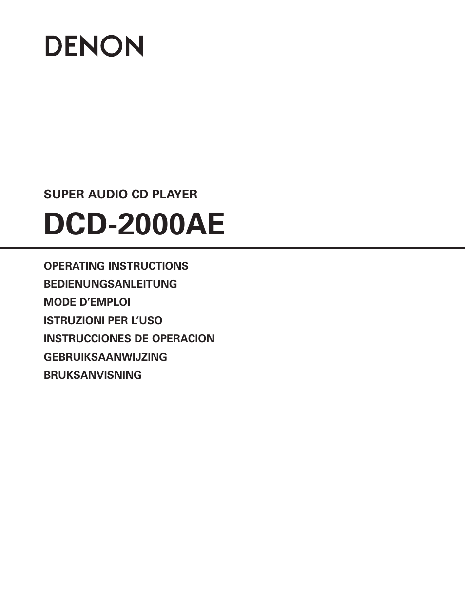 Denon DCD-2000AE User Manual | 90 pages