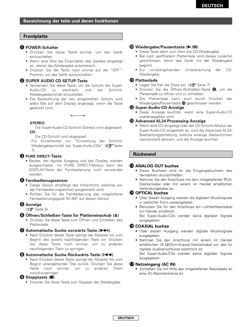 Denon DCD-2000AE User Manual | Page 21 / 90