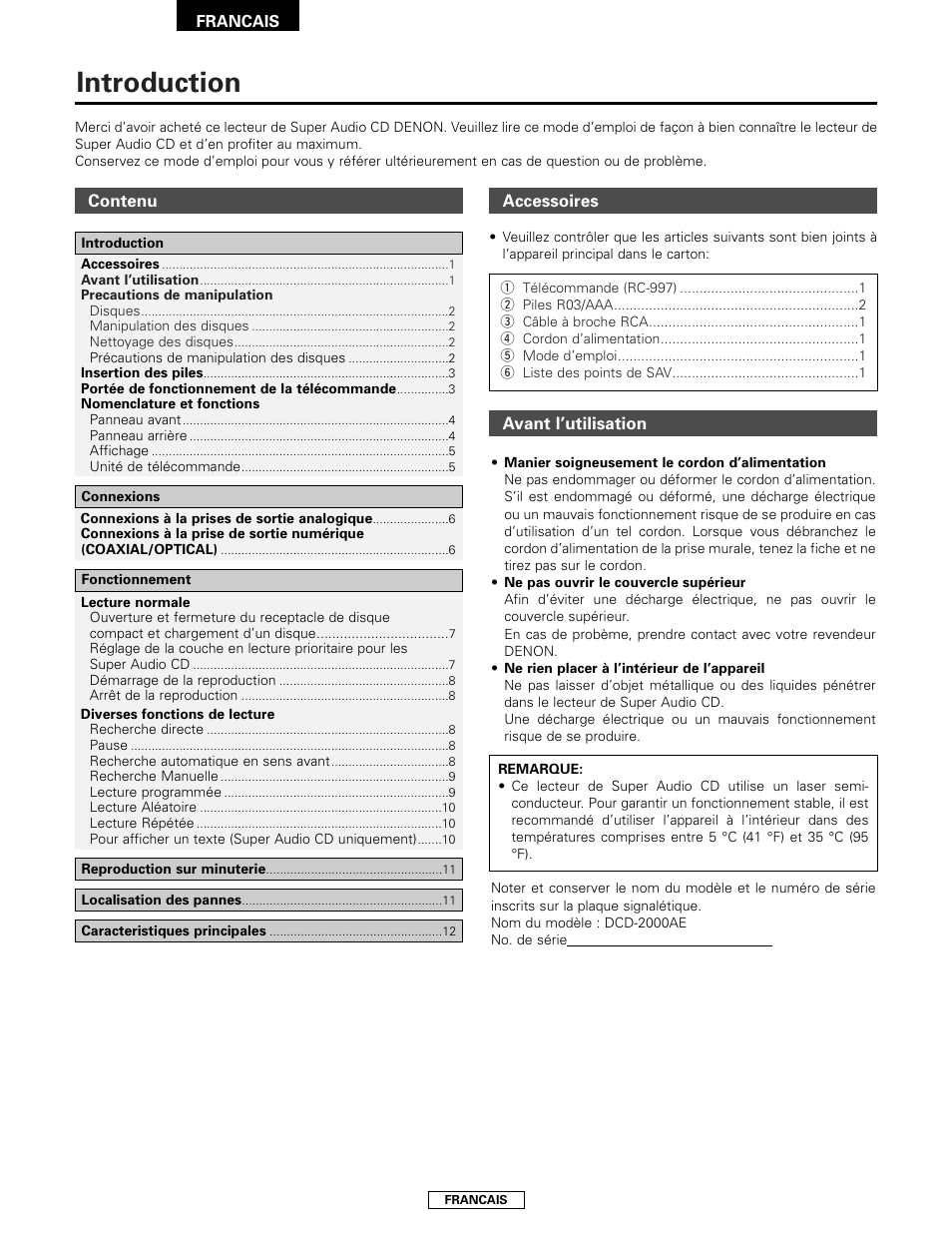 Introduction | Denon DCD-2000AE User Manual | Page 30 / 90