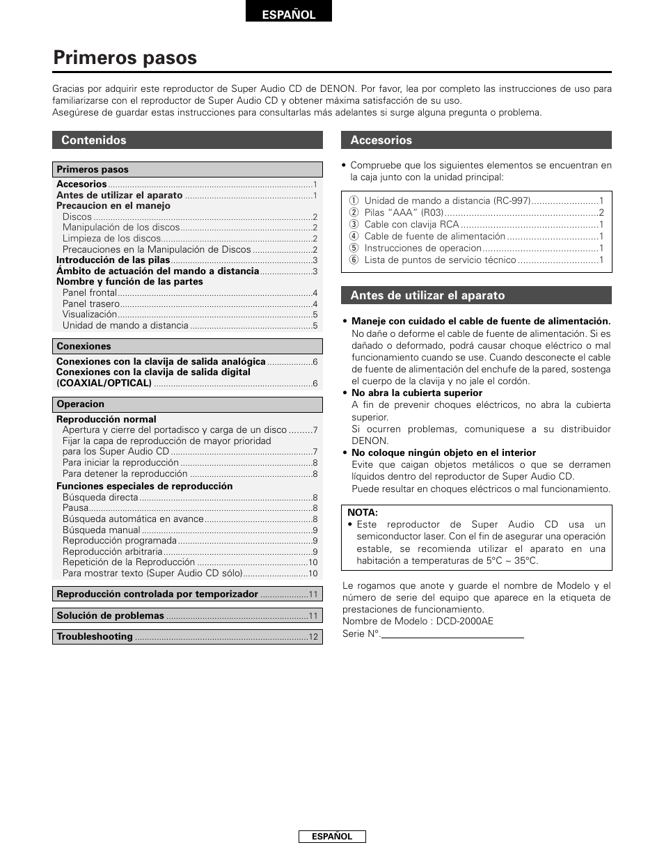 Primeros pasos | Denon DCD-2000AE User Manual | Page 54 / 90