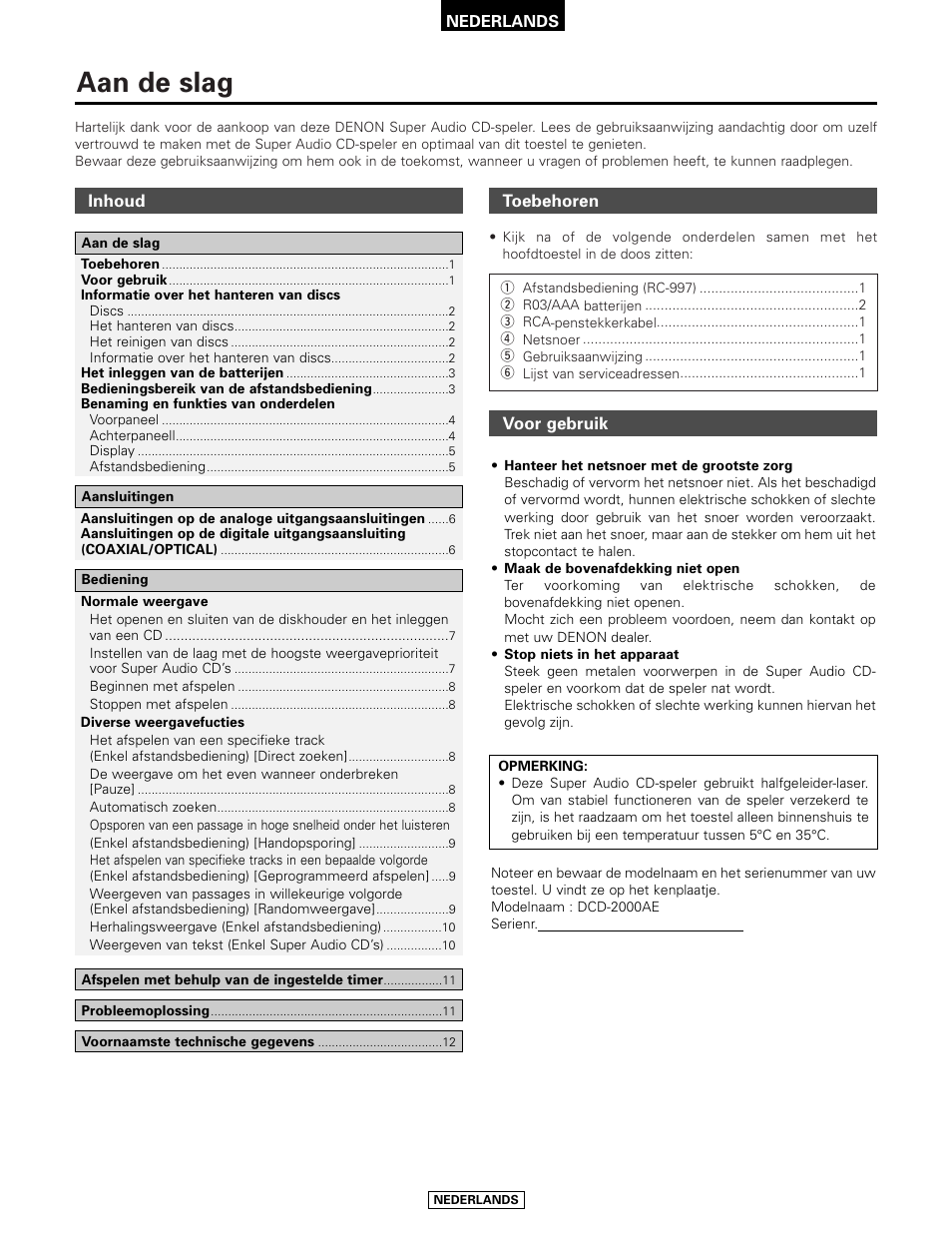 Aan de slag | Denon DCD-2000AE User Manual | Page 66 / 90