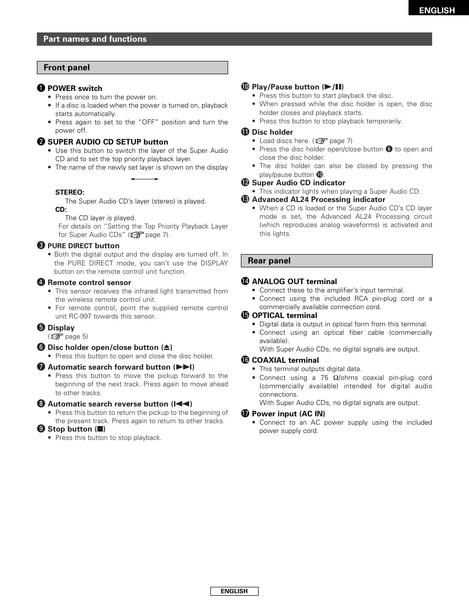 Denon DCD-2000AE User Manual | Page 9 / 90
