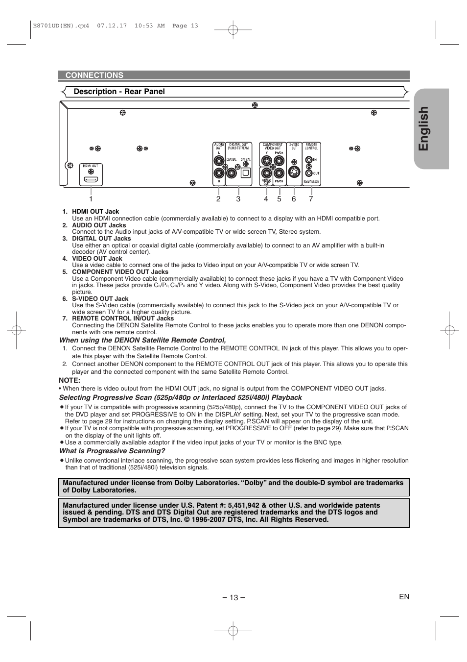 English | Denon DVM 1845 User Manual | Page 13 / 36