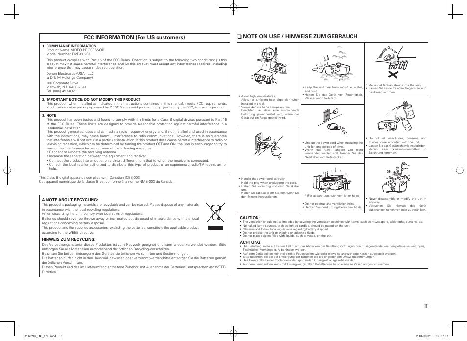 Denon DVP-602CI User Manual | Page 3 / 33