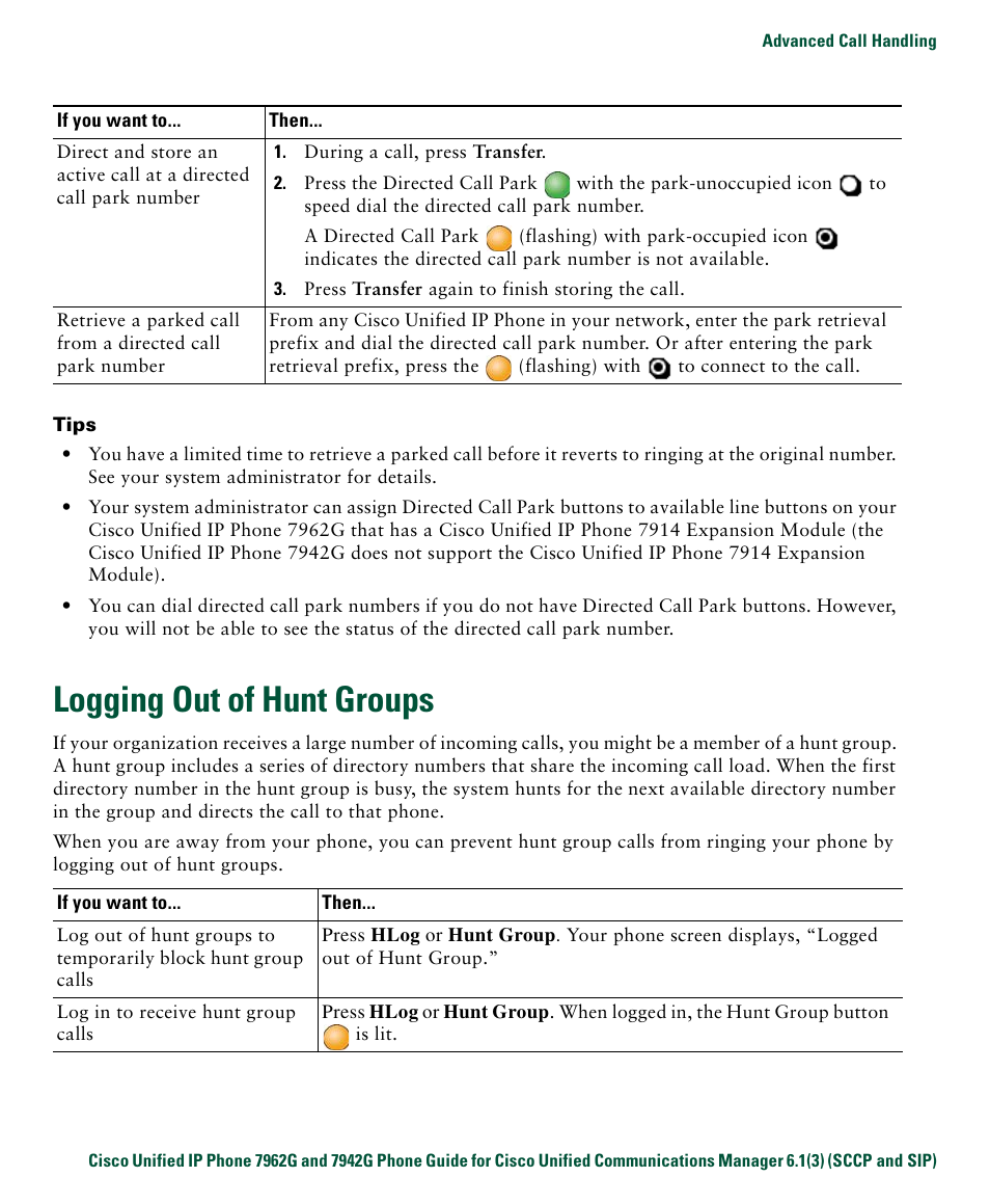 Logging out of hunt groups | Cisco IP Phone 7942G User Manual | Page 45 / 98