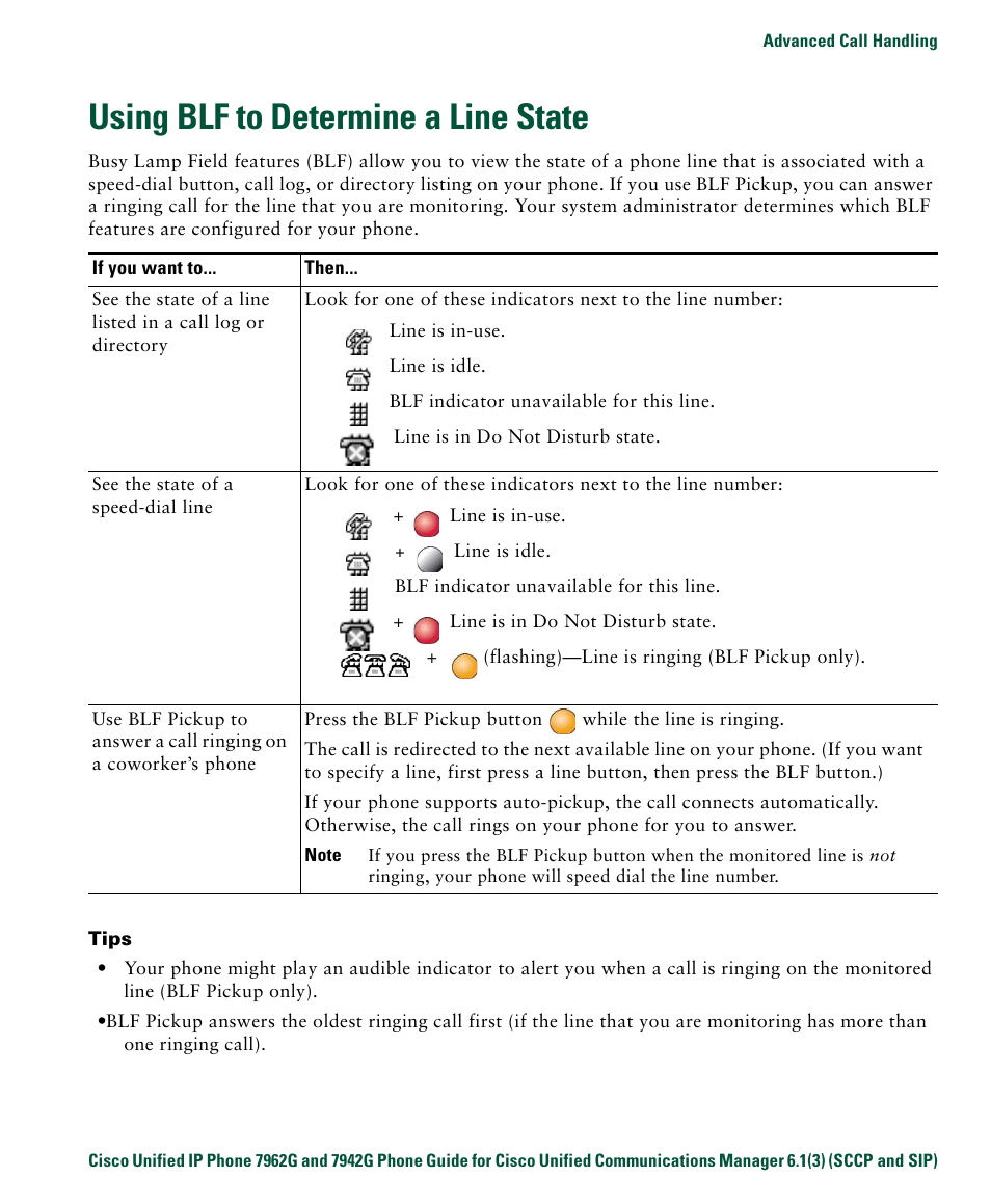 Using blf to determine a line state | Cisco IP Phone 7942G User Manual | Page 49 / 98