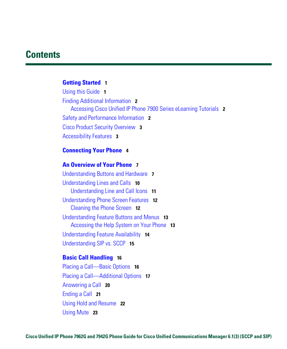 Cisco IP Phone 7942G User Manual | Page 5 / 98