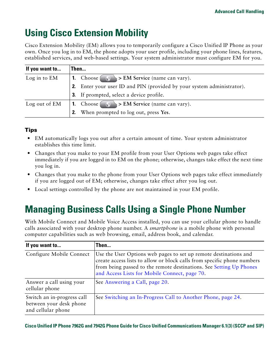 Using cisco extension mobility | Cisco IP Phone 7942G User Manual | Page 53 / 98