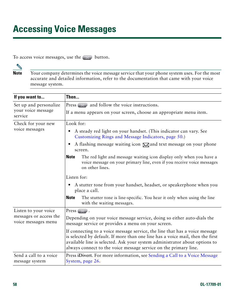 Accessing voice messages | Cisco IP Phone 7942G User Manual | Page 66 / 98