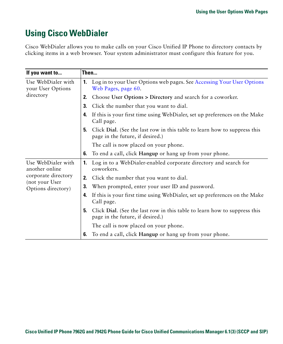 Using cisco webdialer | Cisco IP Phone 7942G User Manual | Page 81 / 98