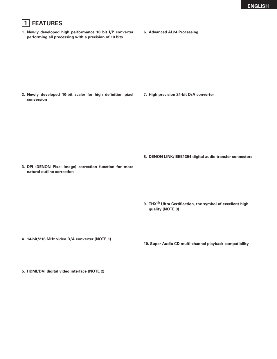 1 features | Denon DVD-5910 User Manual | Page 7 / 86