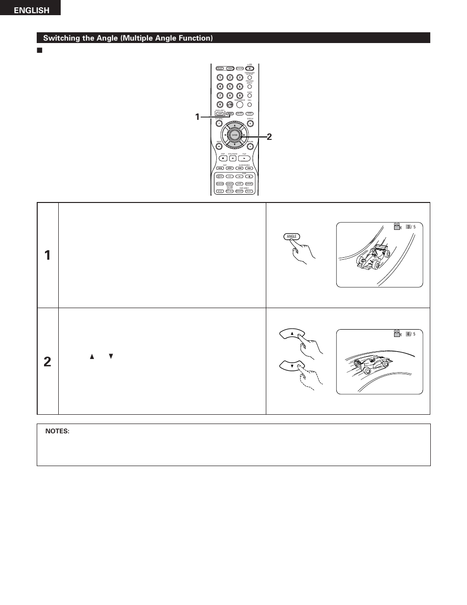 English, Switching the angle (multiple angle function), Remote control unit | Denon DVD-5910 User Manual | Page 72 / 86