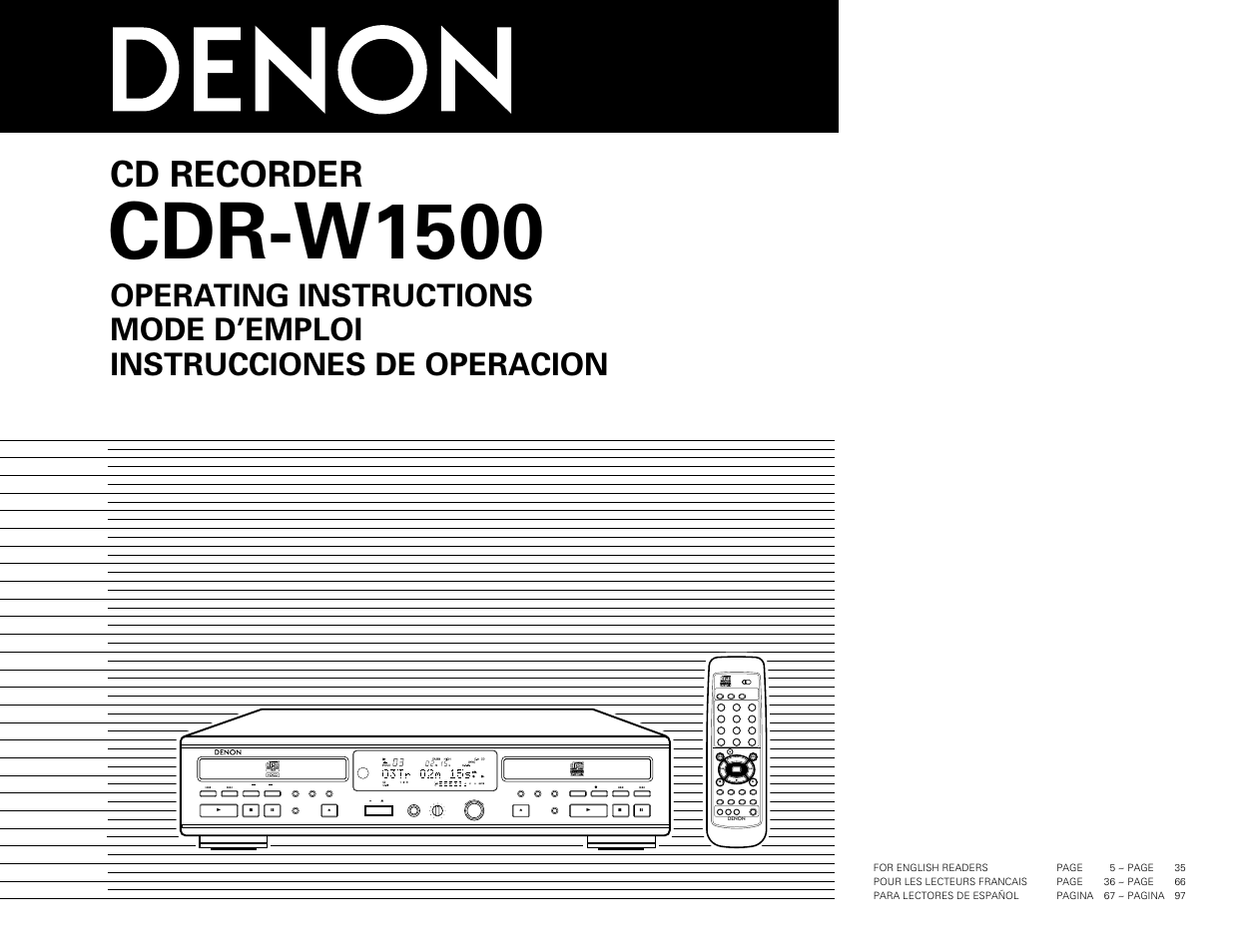 Denon CDR-W1500 User Manual | 98 pages