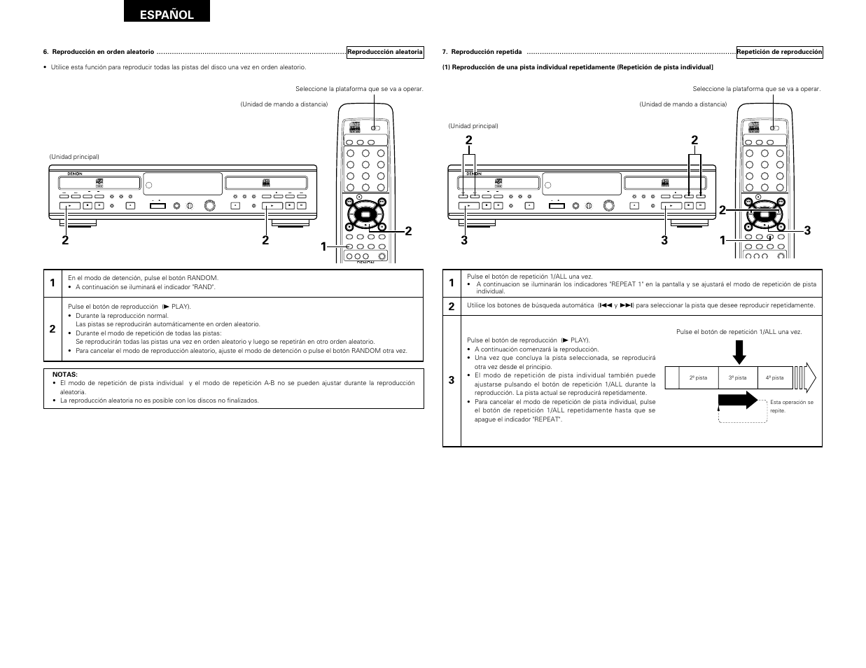 Remote sensor, Español | Denon CDR-W1500 User Manual | Page 84 / 98