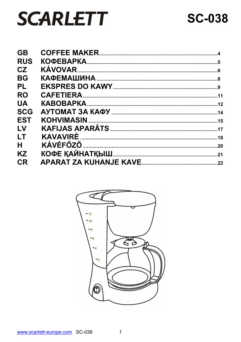 Scarlett SC-038 User Manual | 24 pages