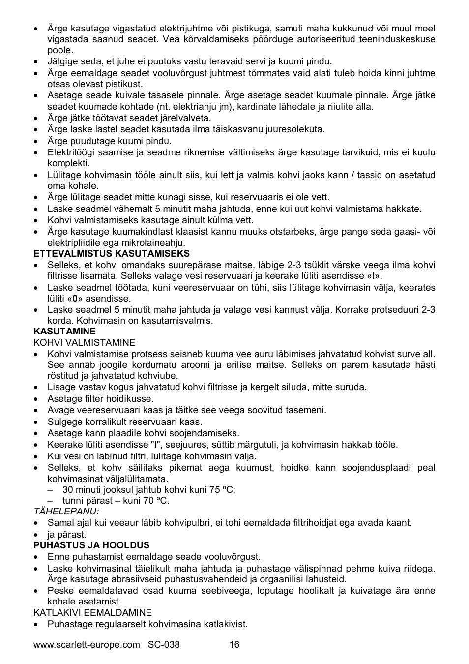 Scarlett SC-038 User Manual | Page 16 / 24