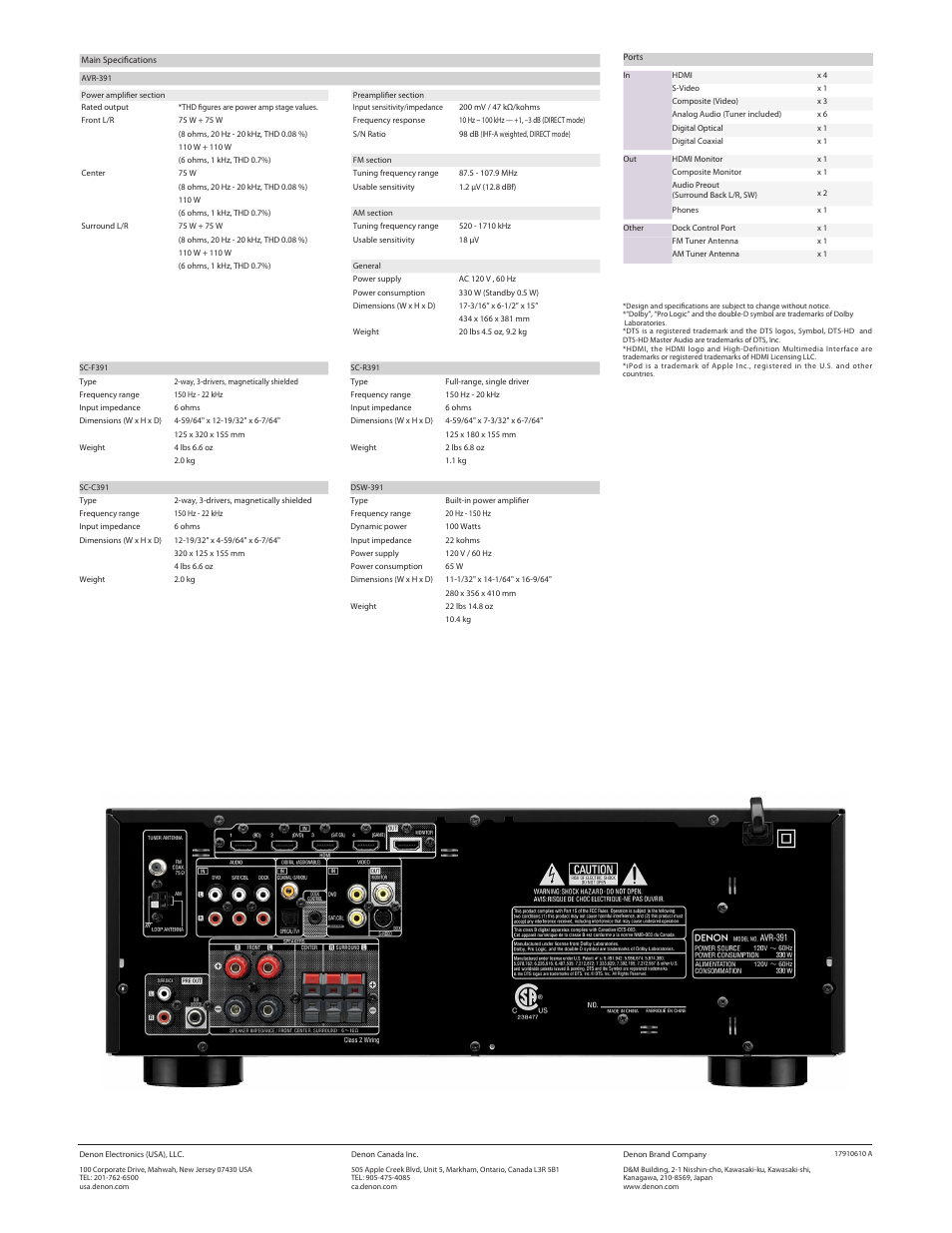 Denon DHT-391XP User Manual | Page 2 / 2