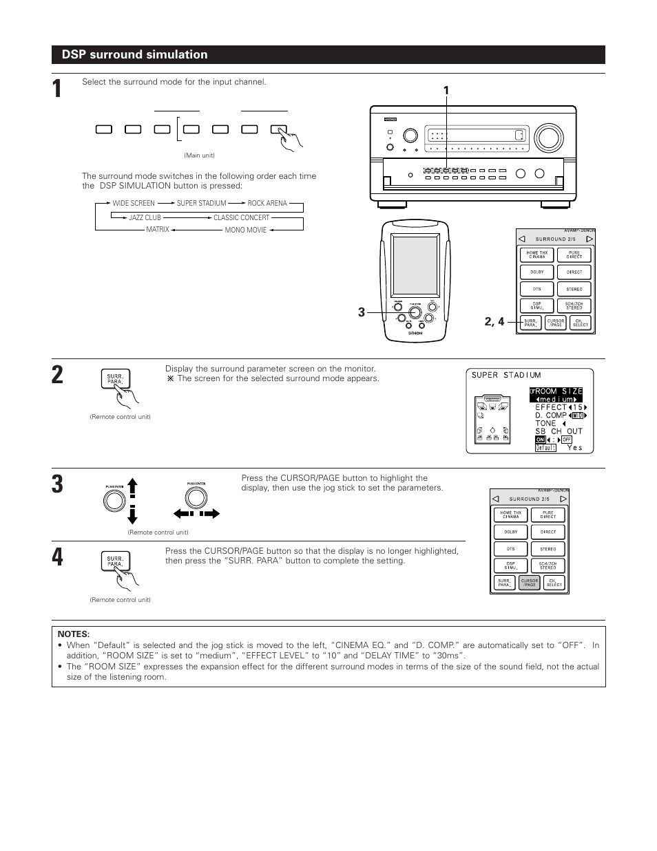 Dsp surround simulation | Denon AVR-5800 User Manual | Page 49 / 67